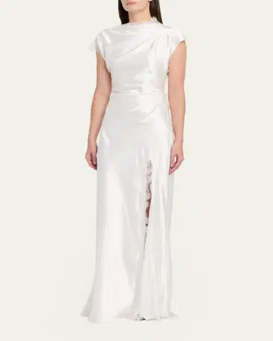 ANNA QUAN Martha Draped Lace Satin Dress | Thumbnail 4 ANNA QUAN Martha Draped Lace Satin Dress | Thumbnail 4