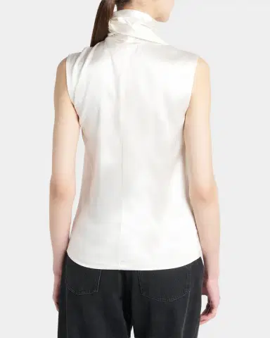 Bottega Veneta Scarf-Neck Satin Sleeveless Top | Thumbnail 3 Bottega Veneta Scarf-Neck Satin Sleeveless Top | Thumbnail 3