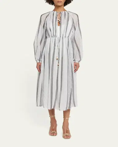 Ulla Johnson Aurora Striped Midi Dress Coverup | Thumbnail 2 Ulla Johnson Aurora Striped Midi Dress Coverup | Thumbnail 2