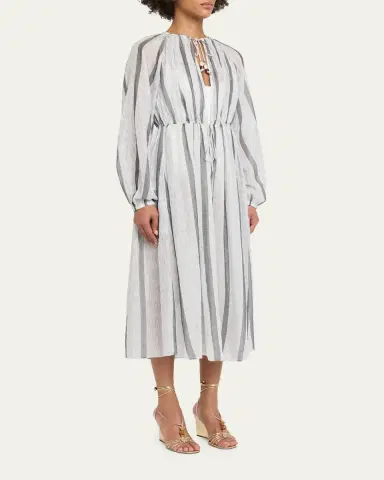 Ulla Johnson Aurora Striped Midi Dress Coverup | Thumbnail 4 Ulla Johnson Aurora Striped Midi Dress Coverup | Thumbnail 4