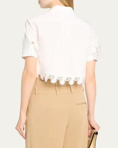 Monse Cherry Lace Crop Button-Down Shirt | Thumbnail 3 Monse Cherry Lace Crop Button-Down Shirt | Thumbnail 3