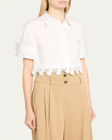Monse Cherry Lace Crop Button-Down Shirt | Thumbnail 4 Monse Cherry Lace Crop Button-Down Shirt | Thumbnail 4