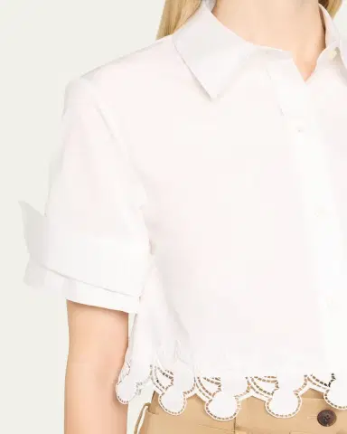 Monse Cherry Lace Crop Button-Down Shirt | Thumbnail 5 Monse Cherry Lace Crop Button-Down Shirt | Thumbnail 5