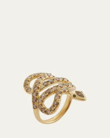 Ileana Makri 18K Diamond Pave Coiled Snake Ring | Thumbnail 2 Ileana Makri 18K Diamond Pave Coiled Snake Ring | Thumbnail 2