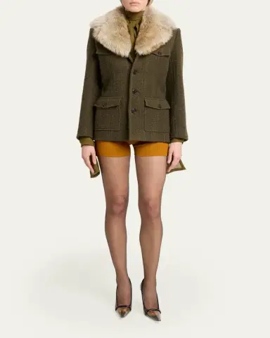 Saint Laurent Jacket with Removable Shearling Collar | Thumbnail 2 Saint Laurent Jacket with Removable Shearling Collar | Thumbnail 2