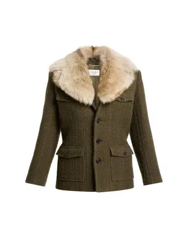 Saint Laurent Jacket with Removable Shearling Collar | Thumbnail 1 Saint Laurent Jacket with Removable Shearling Collar | Thumbnail 1
