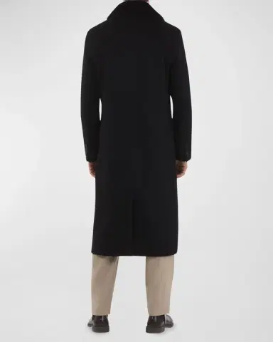 Gorski Men 's Cashmere Coat with Detachable Lamb Shearling Collar | Thumbnail 5 Gorski Men 's Cashmere Coat with Detachable Lamb Shearling Collar | Thumbnail 5