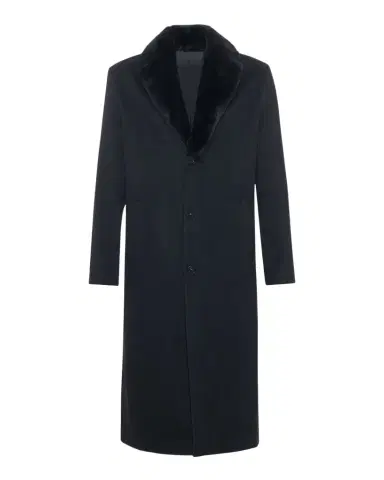 Gorski Men 's Cashmere Coat with Detachable Lamb Shearling Collar | Thumbnail 1 Gorski Men 's Cashmere Coat with Detachable Lamb Shearling Collar | Thumbnail 1