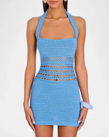 Retrofete Ronni Metallic Crochet Mini Dress | Thumbnail 4 Retrofete Ronni Metallic Crochet Mini Dress | Thumbnail 4
