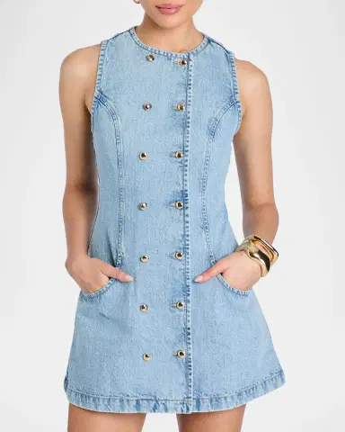 Retrofete Hanna Denim Mini Dress | Thumbnail 4 Retrofete Hanna Denim Mini Dress | Thumbnail 4