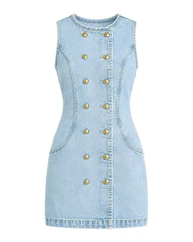 Retrofete Hanna Denim Mini Dress | Thumbnail 1 Retrofete Hanna Denim Mini Dress | Thumbnail 1