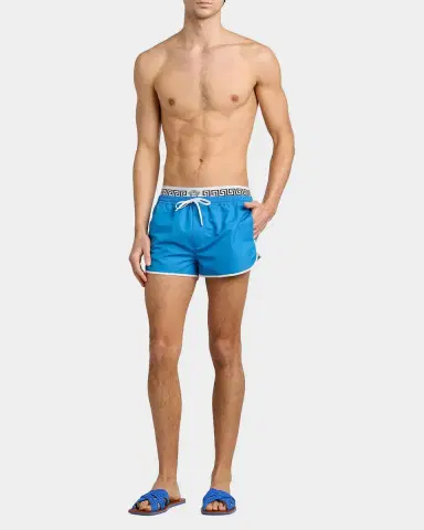 Versace Men's Golfo Greca Double-Waistband Swim Shorts | Thumbnail 2 Versace Men's Golfo Greca Double-Waistband Swim Shorts | Thumbnail 2