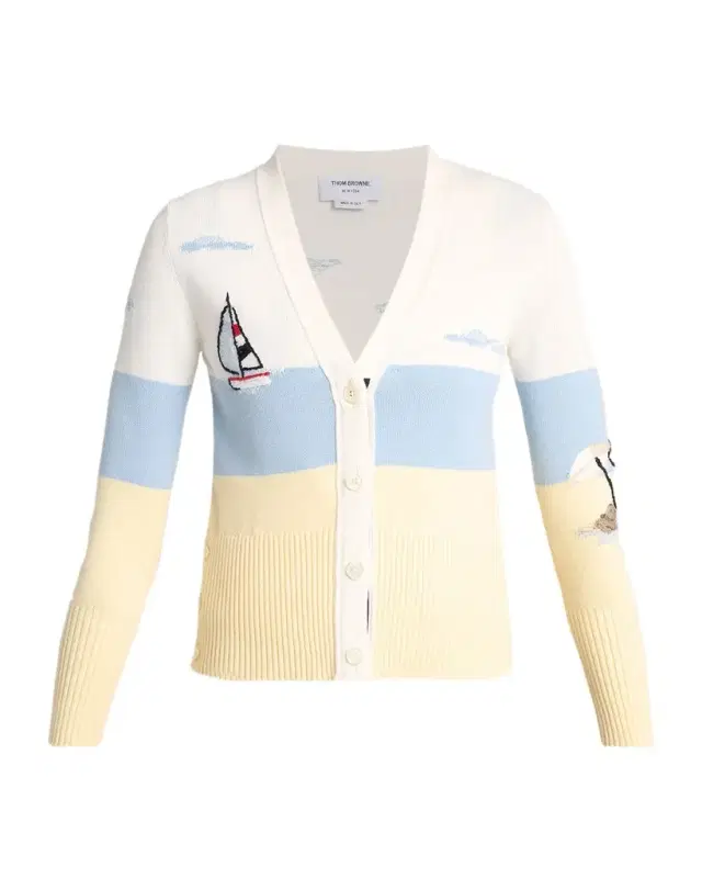 Colorblocked Embroidered Intarsia-Knit Cotton Cardigan Colorblocked Embroidered Intarsia-Knit Cotton Cardigan