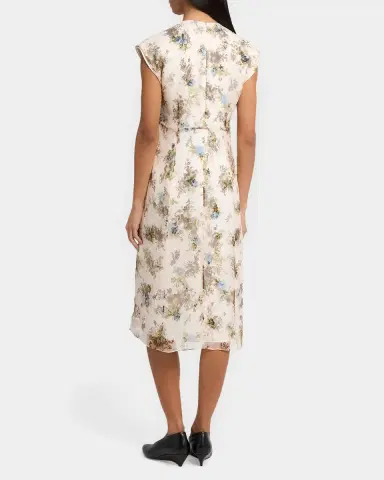 Jil Sander Floral Silk Crepe A-Line Midi Dress | Thumbnail 3 Jil Sander Floral Silk Crepe A-Line Midi Dress | Thumbnail 3