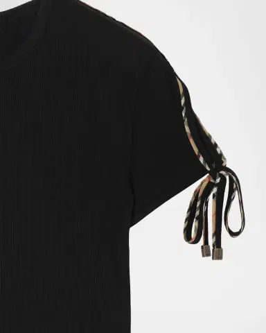 Burberry Taisie Cotton Tie-Sleeve Crop T-Shirt | Thumbnail 4 Burberry Taisie Cotton Tie-Sleeve Crop T-Shirt | Thumbnail 4