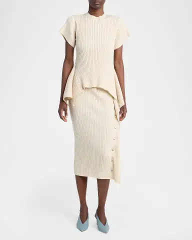 Stella McCartney Rib-Knit Cotton Midi Skirt | Thumbnail 2 Stella McCartney Rib-Knit Cotton Midi Skirt | Thumbnail 2