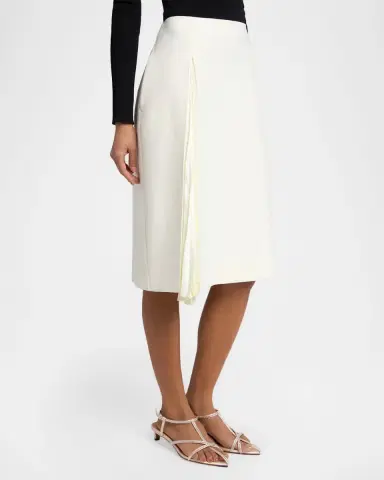 Jil Sander Side-Pleat Wool Sable Knee-Length Skirt | Thumbnail 4 Jil Sander Side-Pleat Wool Sable Knee-Length Skirt | Thumbnail 4