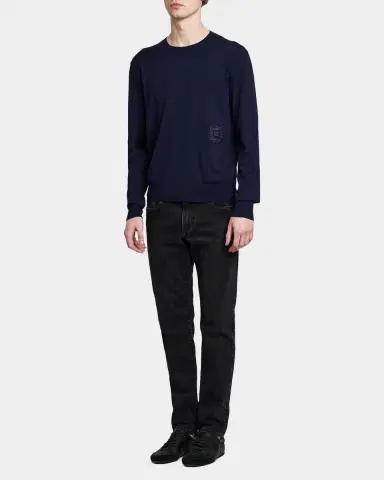 Dolce & Gabbana Men's Wool Logo Crest Crewneck Sweater | Thumbnail 2 Dolce & Gabbana Men's Wool Logo Crest Crewneck Sweater | Thumbnail 2