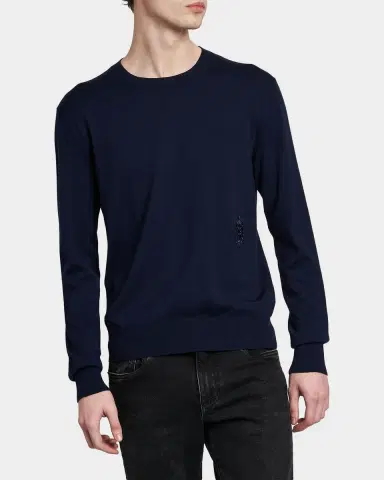 Dolce & Gabbana Men's Wool Logo Crest Crewneck Sweater | Thumbnail 4 Dolce & Gabbana Men's Wool Logo Crest Crewneck Sweater | Thumbnail 4