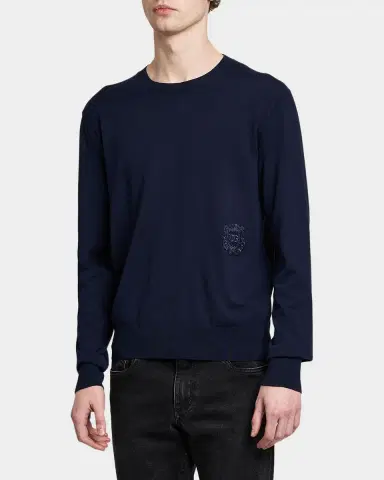 Dolce & Gabbana Men's Wool Logo Crest Crewneck Sweater | Thumbnail 6 Dolce & Gabbana Men's Wool Logo Crest Crewneck Sweater | Thumbnail 6