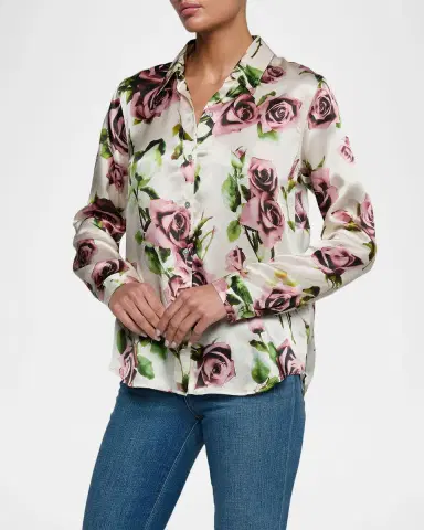 L'Agence Tyler Floral Silk Shirt | Thumbnail 4 L'Agence Tyler Floral Silk Shirt | Thumbnail 4