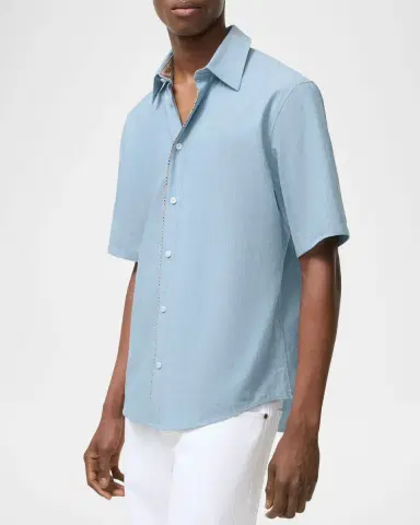 Burberry Men's Sam Check-Trimmed Cotton Shirt | Thumbnail 2 Burberry Men's Sam Check-Trimmed Cotton Shirt | Thumbnail 2