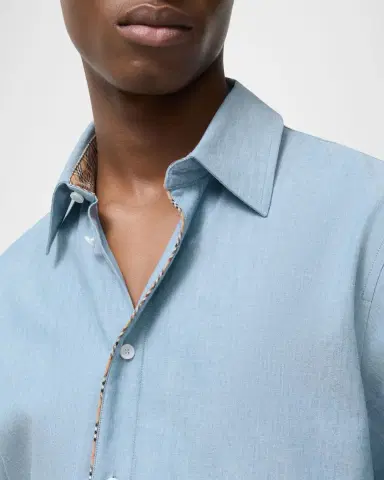 Burberry Men's Sam Check-Trimmed Cotton Shirt | Thumbnail 3 Burberry Men's Sam Check-Trimmed Cotton Shirt | Thumbnail 3