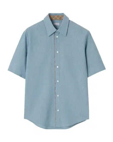 Burberry Men's Sam Check-Trimmed Cotton Shirt | Thumbnail 1 Burberry Men's Sam Check-Trimmed Cotton Shirt | Thumbnail 1