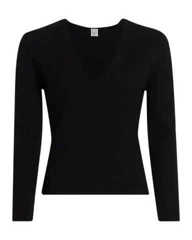 TOTEME Compact Knit V-Neck Top | Thumbnail 1 TOTEME Compact Knit V-Neck Top | Thumbnail 1