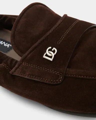 Dolce & Gabbana Men's Suede DG-Logo Elastic Penny Loafers | Thumbnail 3 Dolce & Gabbana Men's Suede DG-Logo Elastic Penny Loafers | Thumbnail 3