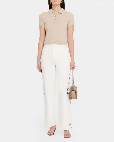 Simkhai Twila Short-Sleeve Cashmere Polo Sweater | Thumbnail 2 Simkhai Twila Short-Sleeve Cashmere Polo Sweater | Thumbnail 2