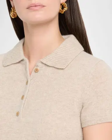 Simkhai Twila Short-Sleeve Cashmere Polo Sweater | Thumbnail 5 Simkhai Twila Short-Sleeve Cashmere Polo Sweater | Thumbnail 5