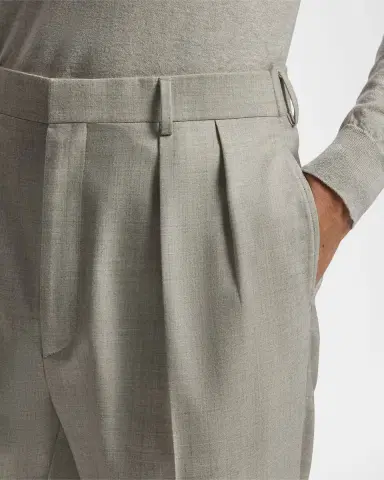 Ralph Lauren Purple Label Men's Cotton-Stretch Straight Leg Pleated Trousers | Thumbnail 5 Ralph Lauren Purple Label Men's Cotton-Stretch Straight Leg Pleated Trousers | Thumbnail 5