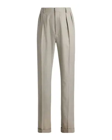 Ralph Lauren Purple Label Men's Cotton-Stretch Straight Leg Pleated Trousers | Thumbnail 1 Ralph Lauren Purple Label Men's Cotton-Stretch Straight Leg Pleated Trousers | Thumbnail 1