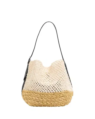TOTEME Medium Two-Tone Raffia Shoulder Bag | Thumbnail 1 TOTEME Medium Two-Tone Raffia Shoulder Bag | Thumbnail 1