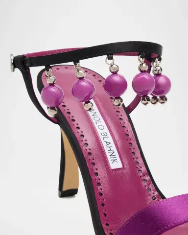 Manolo Blahnik 90mm Kasasan Beaded Satin Sandals | Thumbnail 3 Manolo Blahnik 90mm Kasasan Beaded Satin Sandals | Thumbnail 3