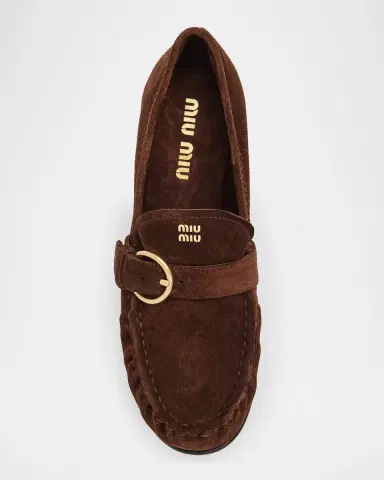 Miu Miu 45mm Suede Buckle Loafers | Thumbnail 6 Miu Miu 45mm Suede Buckle Loafers | Thumbnail 6