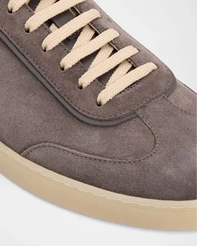 Brunello Cucinelli Men's Suede T-Toe Low-Top Sneakers | Thumbnail 3 Brunello Cucinelli Men's Suede T-Toe Low-Top Sneakers | Thumbnail 3