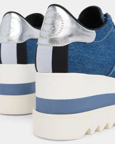 Stella McCartney Sneak-Elyse Denim Toothed-Sole Platform Sneakers | Thumbnail 5 Stella McCartney Sneak-Elyse Denim Toothed-Sole Platform Sneakers | Thumbnail 5
