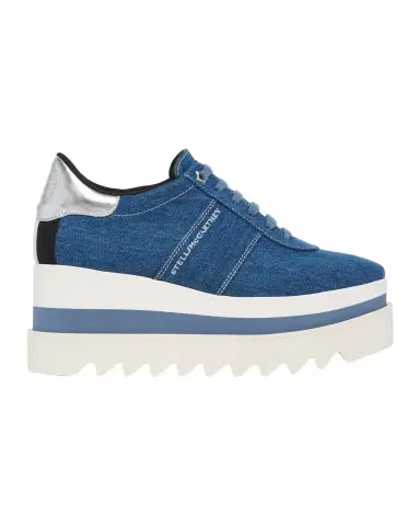 Stella McCartney Sneak-Elyse Denim Toothed-Sole Platform Sneakers | Thumbnail 1 Stella McCartney Sneak-Elyse Denim Toothed-Sole Platform Sneakers | Thumbnail 1