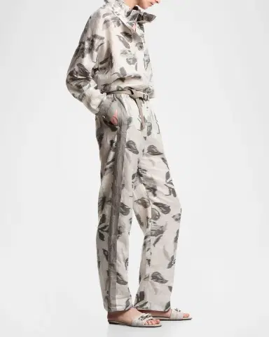 Emporio Armani Chine Flower Print Linen Trousers | Thumbnail 2 Emporio Armani Chine Flower Print Linen Trousers | Thumbnail 2