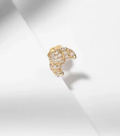 Sydney Evan Croissant Small 14kt gold single stud earring with diamonds | Thumbnail 5 Sydney Evan Croissant Small 14kt gold single stud earring with diamonds | Thumbnail 5