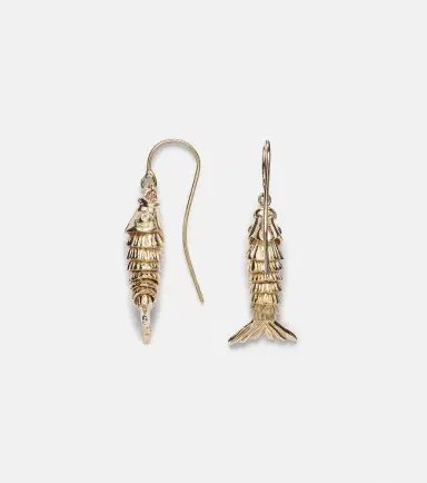 Sydney Evan Moving Fish 14kt gold earrings with diamonds | Thumbnail 2 Sydney Evan Moving Fish 14kt gold earrings with diamonds | Thumbnail 2