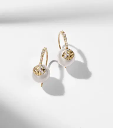 Sydney Evan 14kt gold earrings with pearls and diamonds | Thumbnail 5 Sydney Evan 14kt gold earrings with pearls and diamonds | Thumbnail 5