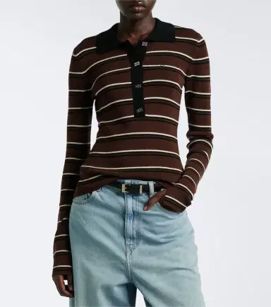 Ganni Striped wool polo sweater | Thumbnail 6 Ganni Striped wool polo sweater | Thumbnail 6