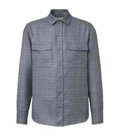 Agnona Checked wool, silk, and linen shirt | Thumbnail 1 Agnona Checked wool, silk, and linen shirt | Thumbnail 1