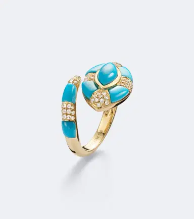 SHAY JEWELRY Riviera 18kt gold pinky ring with turquoise and diamonds | Thumbnail 2 SHAY JEWELRY Riviera 18kt gold pinky ring with turquoise and diamonds | Thumbnail 2