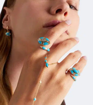 SHAY JEWELRY Riviera 18kt gold pinky ring with turquoise and diamonds | Thumbnail 4 SHAY JEWELRY Riviera 18kt gold pinky ring with turquoise and diamonds | Thumbnail 4
