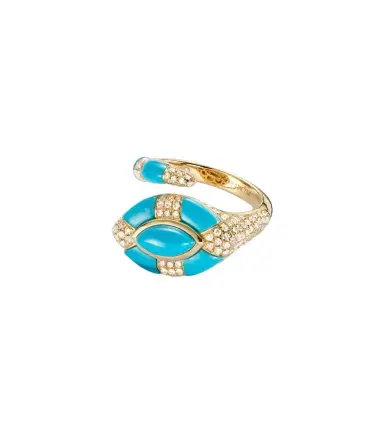 SHAY JEWELRY Riviera 18kt gold pinky ring with turquoise and diamonds | Thumbnail 1 SHAY JEWELRY Riviera 18kt gold pinky ring with turquoise and diamonds | Thumbnail 1