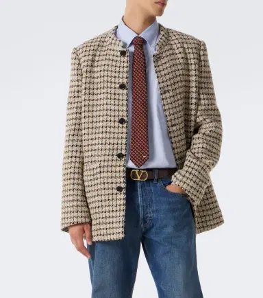 Valentino Houndstooth wool and silk-blend bouclé blazer | Thumbnail 4 Valentino Houndstooth wool and silk-blend bouclé blazer | Thumbnail 4